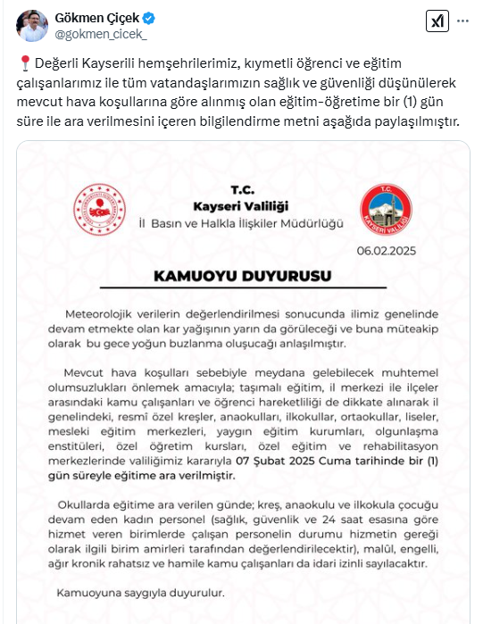 Gökmen Çiçek Okul Tatil