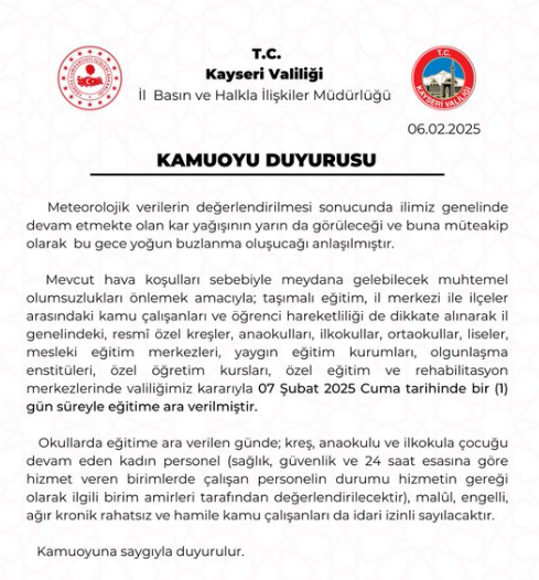 Valilik Okul Tatil