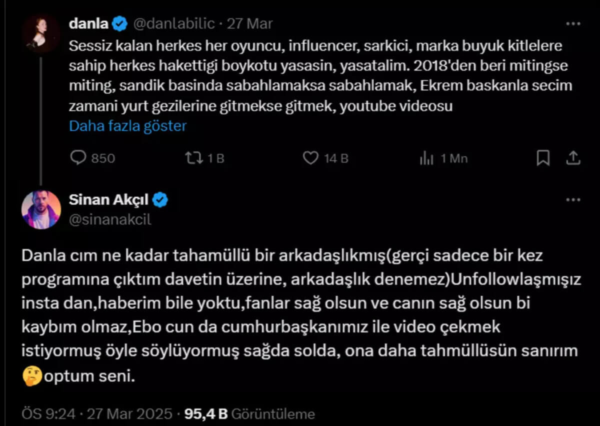 CHP’ye ve İBB Başkanı Ekrem İmamoğlu’na verdiği destekle dikkat çekti