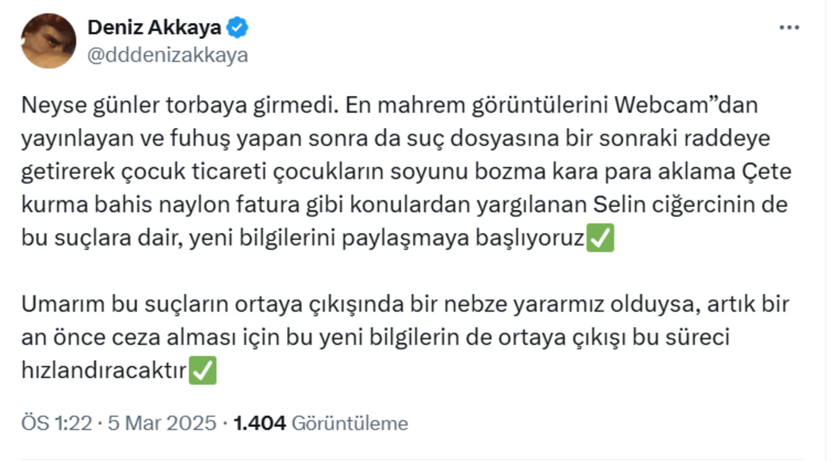 Kayserili ünlü isimden davalık olduğu Selin Ciğerci hakkında skandal suçlamalar!