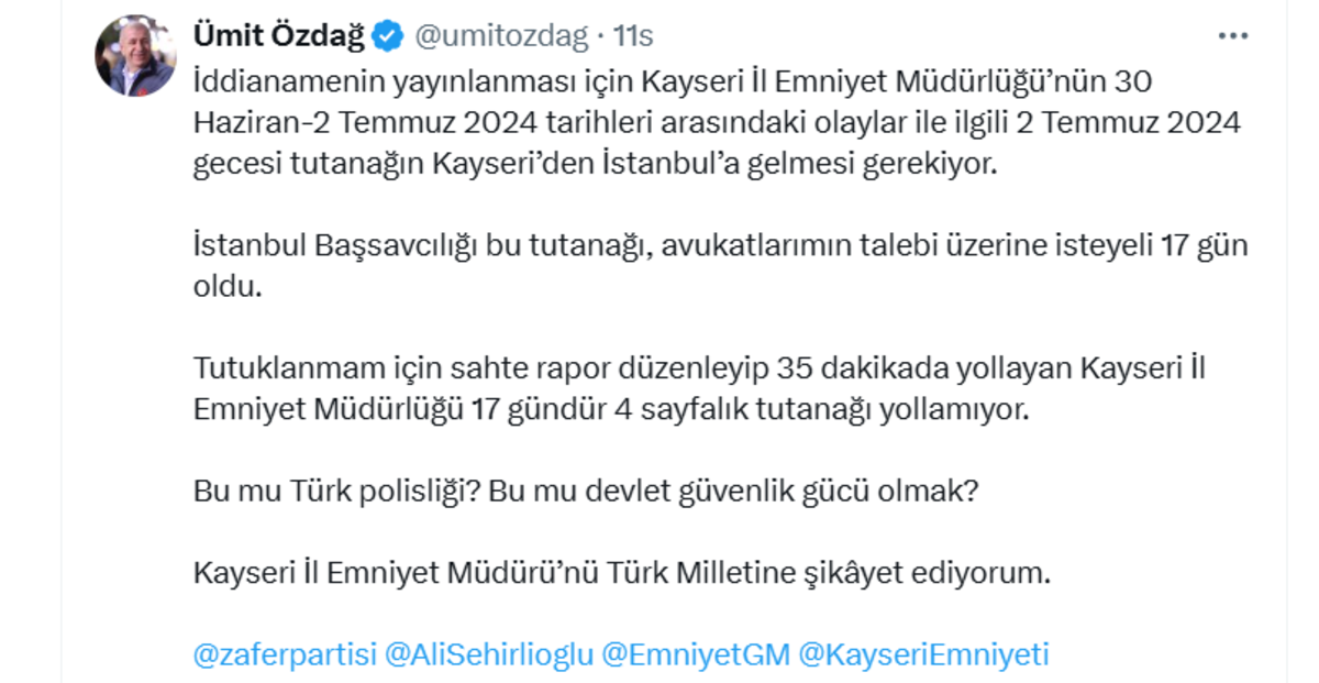 Ümit Özdağ Atanur Aydın’a sert çıkış: Türk Milletine şikâyet ediyorum!