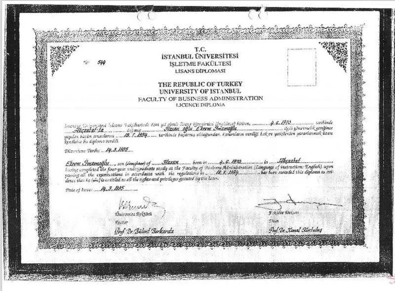 Ekrem Imamoğlu Diploma1