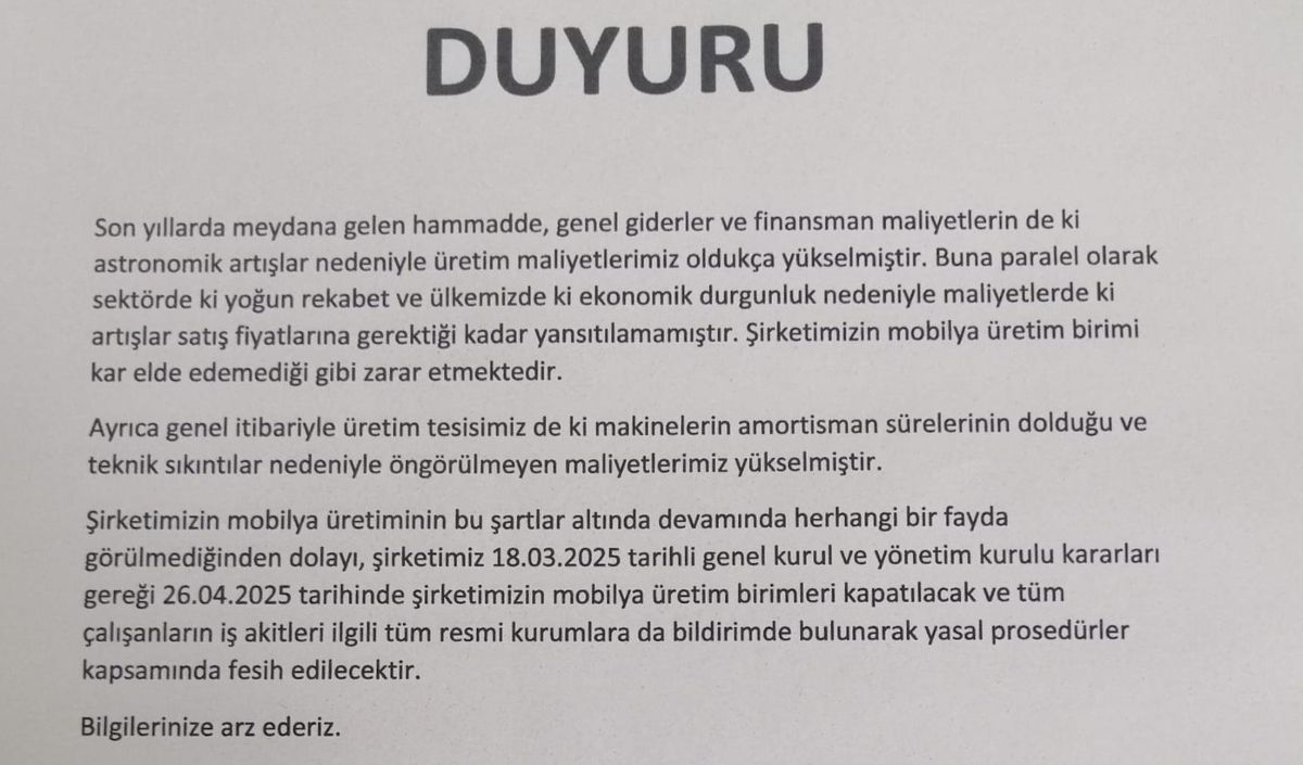 Kayseri'nin Mobilya Devi Üretimi Durduruyor! (2)