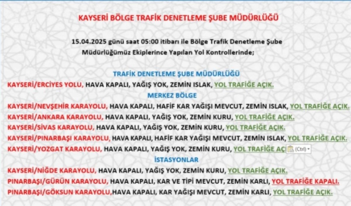 Yol Durumu