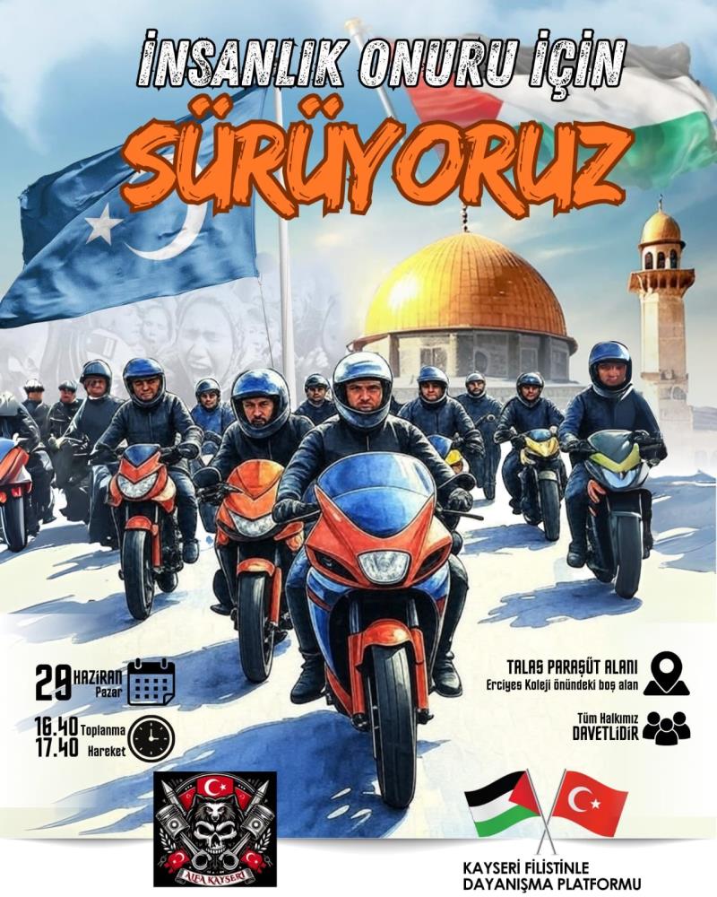 Kayseride Gazze Için Motosiklet Konvoyu (2) Afiş