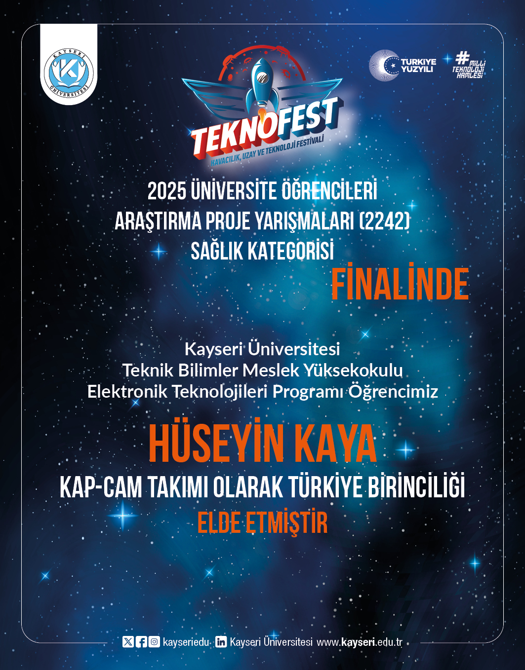 Kayseri Üniversitesi Öğrencisi Hüseyin Kaya, Teknofest