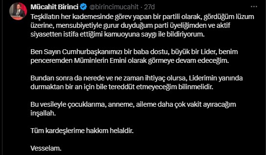 Kesin Ihraç Talebi Sonrası Mücahit Birinci Ak Parti’den Istifa Etti (2)