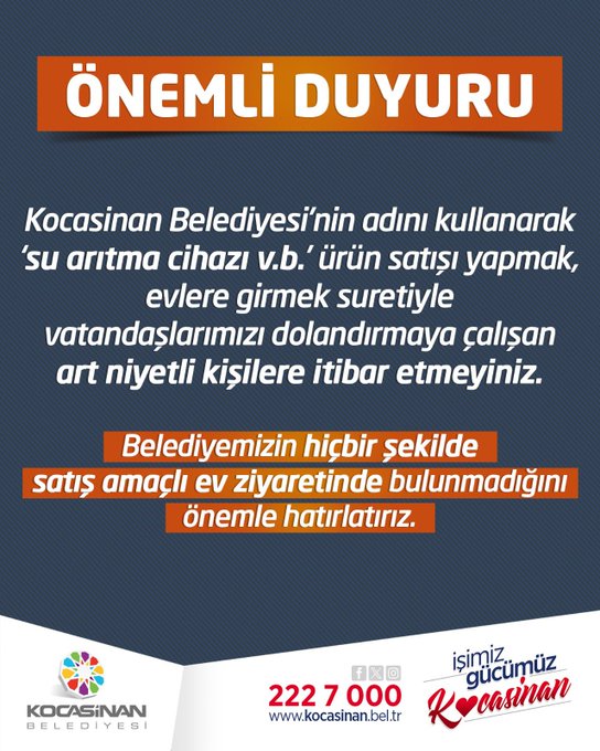 Kocasinan Belediyesi’nden Uyarı Dolandırıcılara Dikkat (2)
