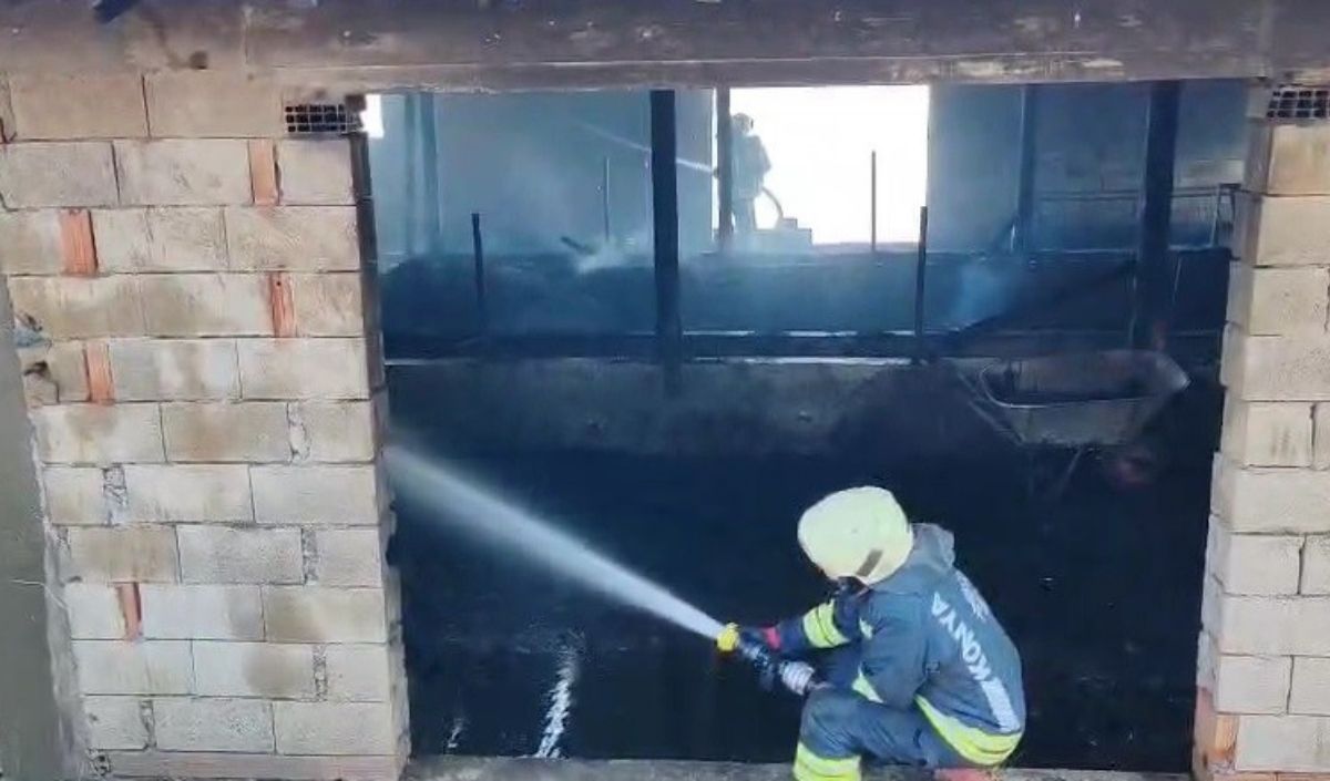 Yangın Faciası! 6 Büyükbaş Telef Olurken 10 Ton Saman Kül Oldu (1)