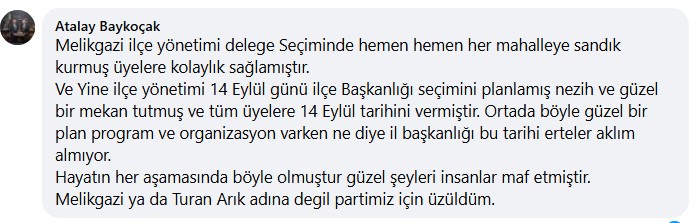 Chp Melikgazi İlçe Kongresi Ertelendi! Gelen Yorum Dikkat Çekti (3)