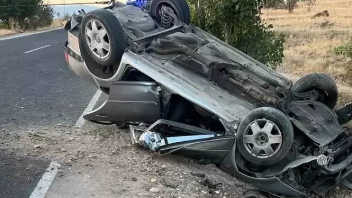 niğdede otomobil takla attı