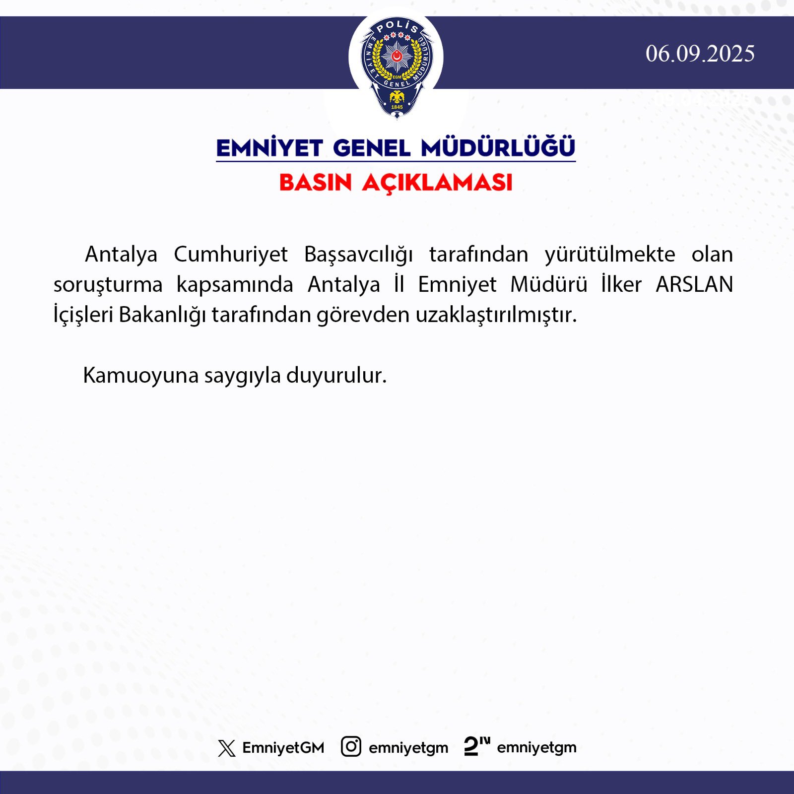 İl Emniyet Müdürü İlker Arslan Görevden Uzaklaştırıldı (1)