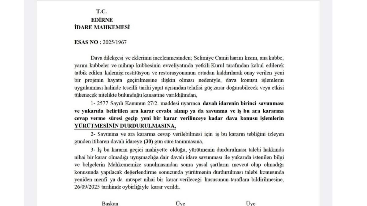 Kriz Yaratan Selimiye Restorasyonuna Mahkemeden Durdurma Kararı3