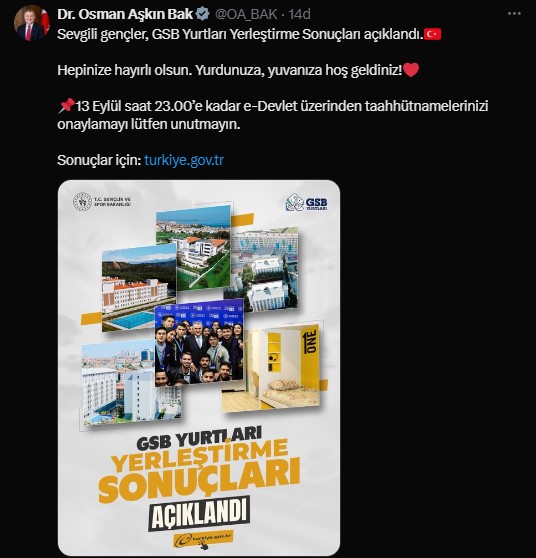 Kyk Yurt Başvuru Sonuçlar