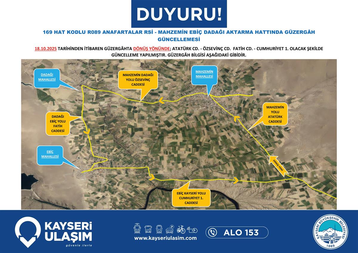 Güzergah ve otobüs seferleri kayseri