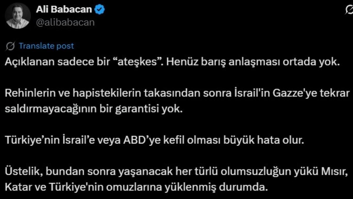 Ali Babacan Ateşkes Açıklaması