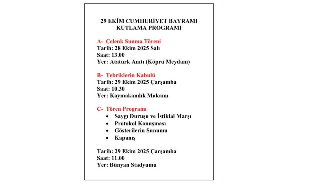 Bünyan 29 Ekim Daveti
