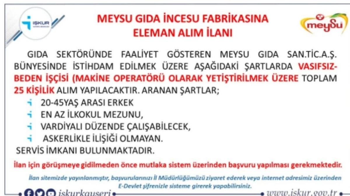 Gıda Devi Incesudaki Fabrikasına Işçi Alacak2