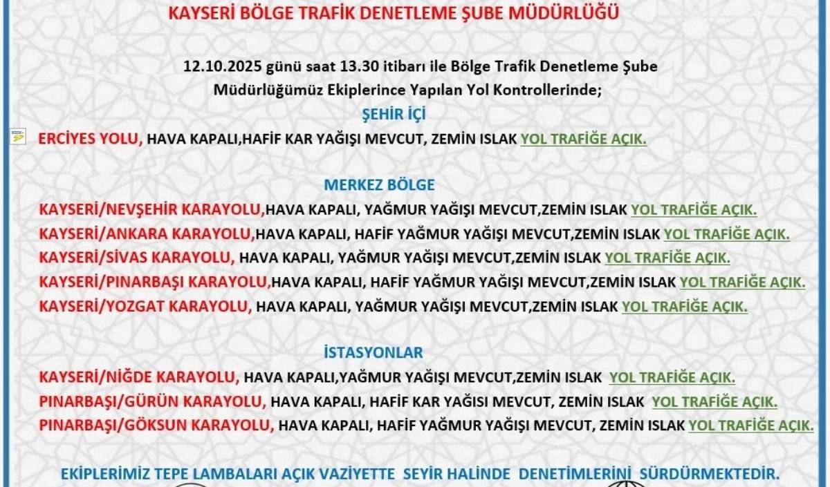 Kayseri Erciyes Yolu Kar (1)