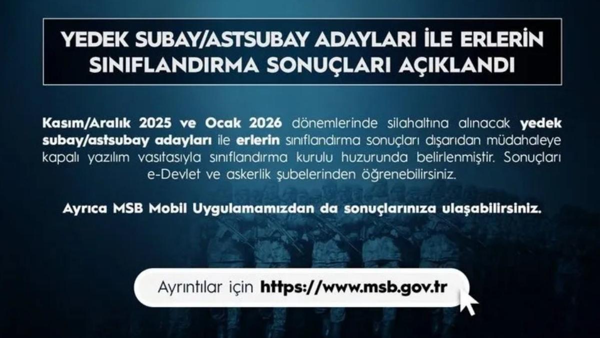 Milli Savunma Bakanlığı’ndan Yeni Duyuru 2025 Kasım, Aralık Ve Ocak Dönemi Askerlik Sınıflandırma5