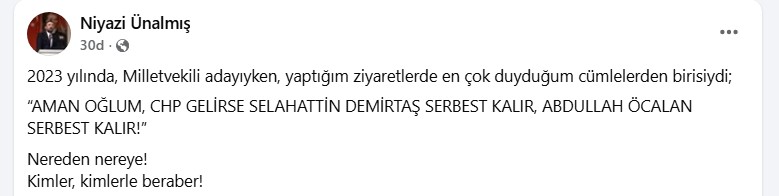 Chp’li Niyazi Ünalmış’tan Bahçeli’ye Tepki Nereden Nereye! (1)