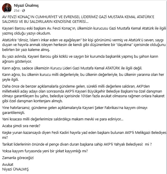 Fevzi Konaç’ın 10 Kasım Sözleri Tepki Çekti! Chp’li Ünalmış 'Milli Değerlerle Sorunu Var'-1