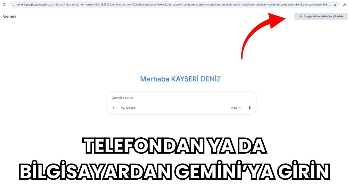 Eğer bilgisayar kullanıyorsanız Gemine sitesine giriş yapın. Telefon kullanıyorsanız da Gemini uygulamasını indirerek giriş yapabilirsiniz. Ok ile gösterilen butona tıklayın.