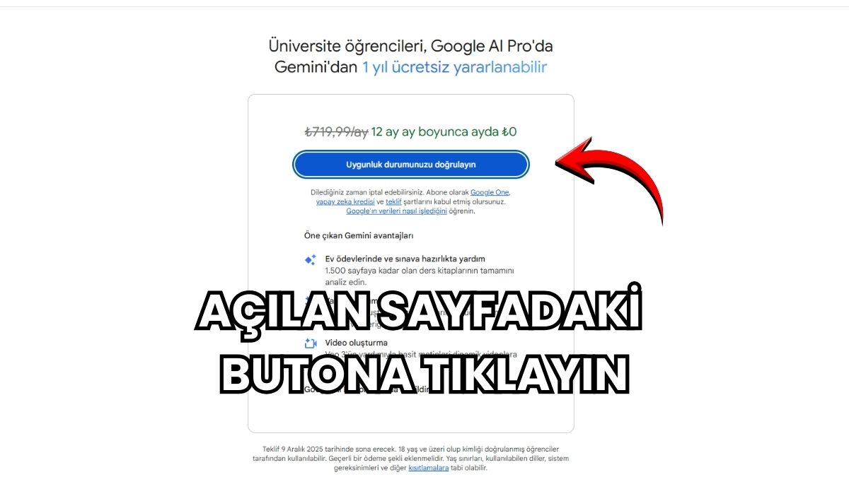 Açılan sayfadaki "Uygunluk durumunuzu doğrulayın" butonuna tıklayın.