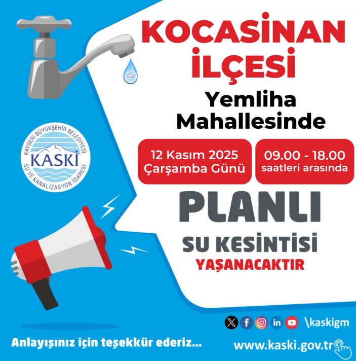 Kayseri 12 Kasım Su Kesintisi (1)