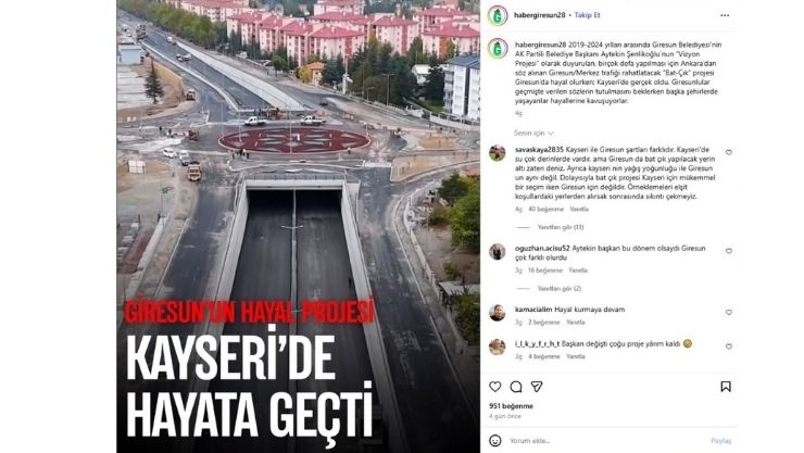 Kayseri Örnek Izmir Giresun Proje Ulaşım