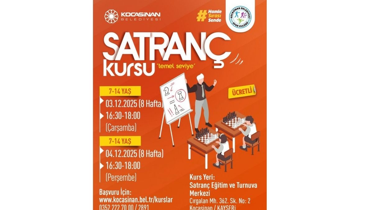 Kocasinan’da Çocuklara 8 Haftalık Satranç Eğitimi Başlıyor!2
