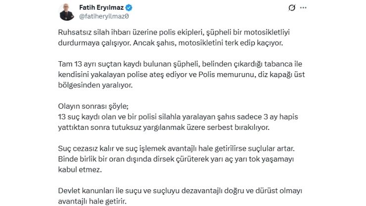 Zafer Parti Eryılmaz Polis Diz Kapağı 13 Sabıka