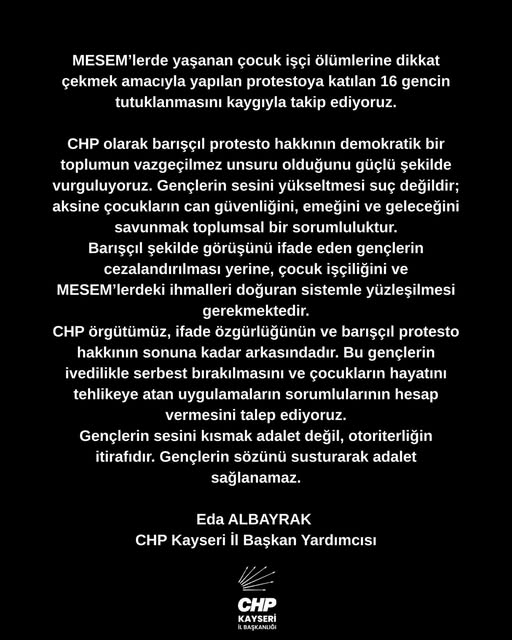 Chp Kayseri Mesem Protestosunda Tutuklanan 16 Genç Için Çağrı Yaptı (2)