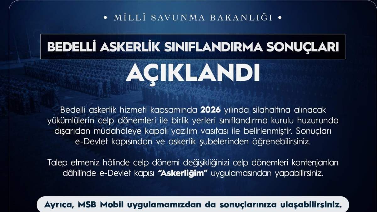 2026 Bedelli Askerlik Yerleri Açıklandı Msb Sınıflandırma Sonuçlarını Duyurdu!