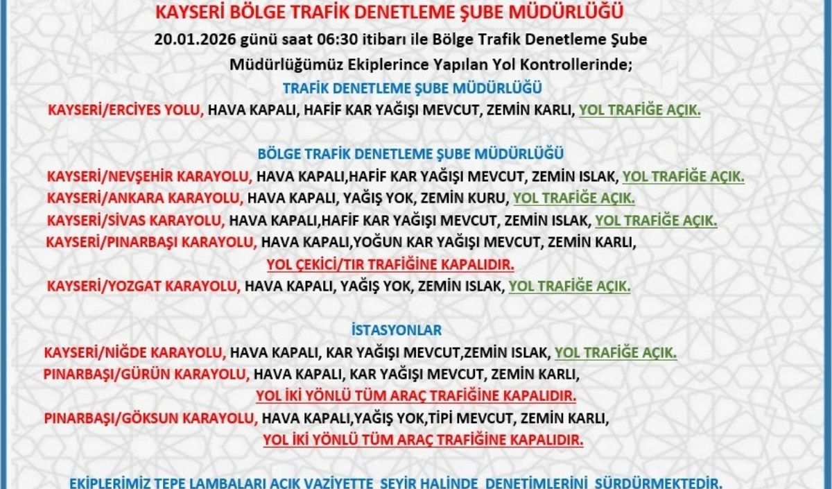 Kayseri'de Yol Durumuu