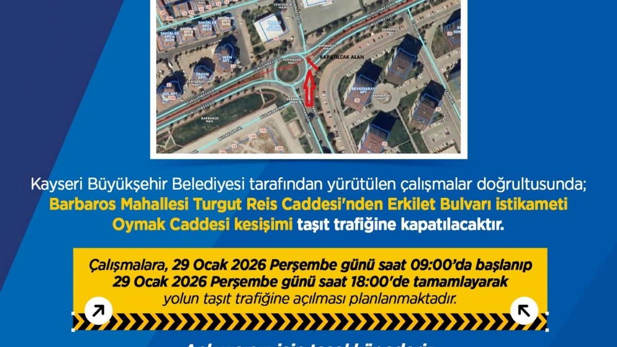 Kayseride Yollar Kapalı Olacak (4)