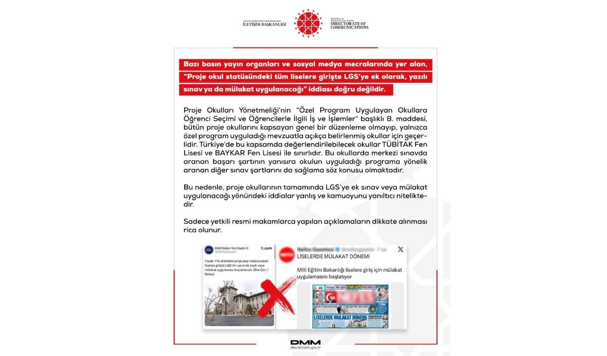 Proje Okullarıyla Ilgili Lgs Iddialarına Resmi Yalanlama (1)