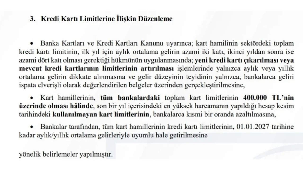 Resmi Gazete'de Yayımlandı Kredi Kartınızda Bu Sınırı Aşarsanız Limitiniz Düşürülecek!2