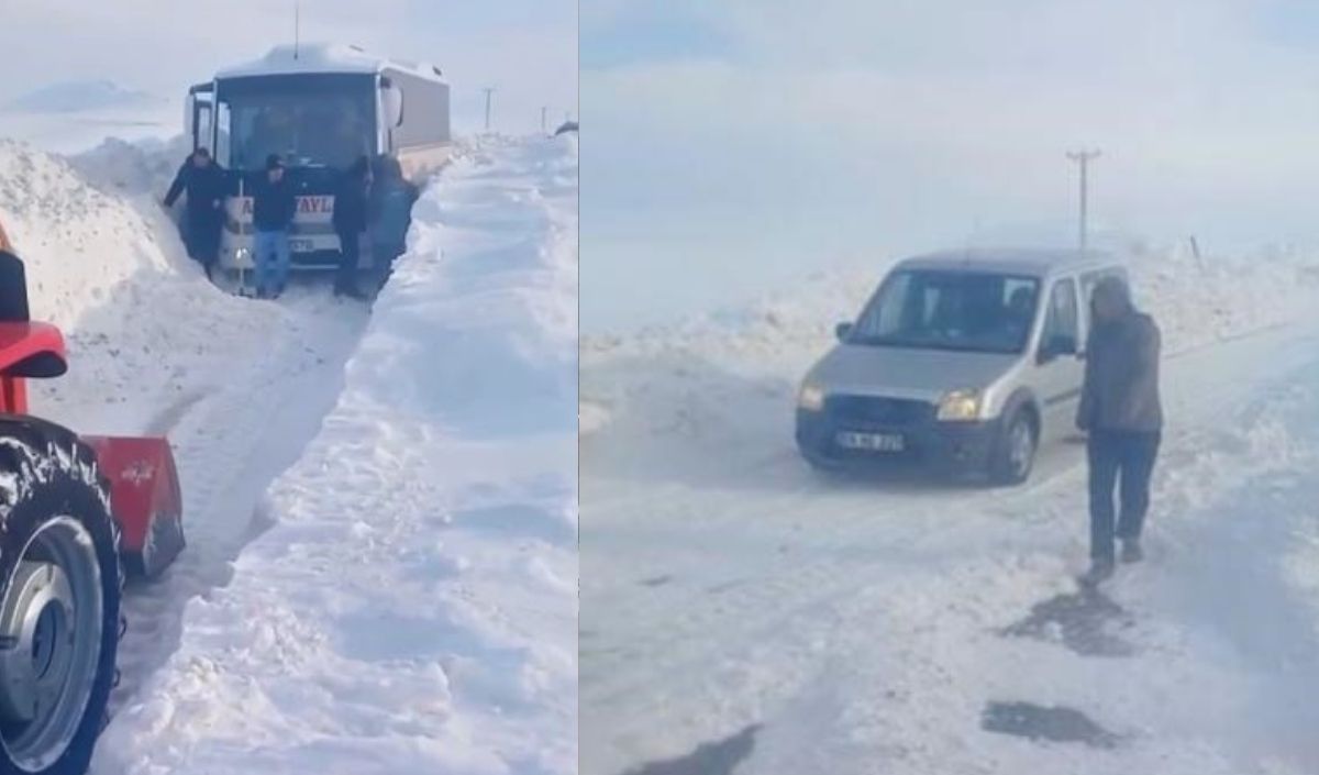 Sivas’ta Yolcu Midibüsü Kara Saplandı, Mahsur Kalanları Muhtar Kurtardı