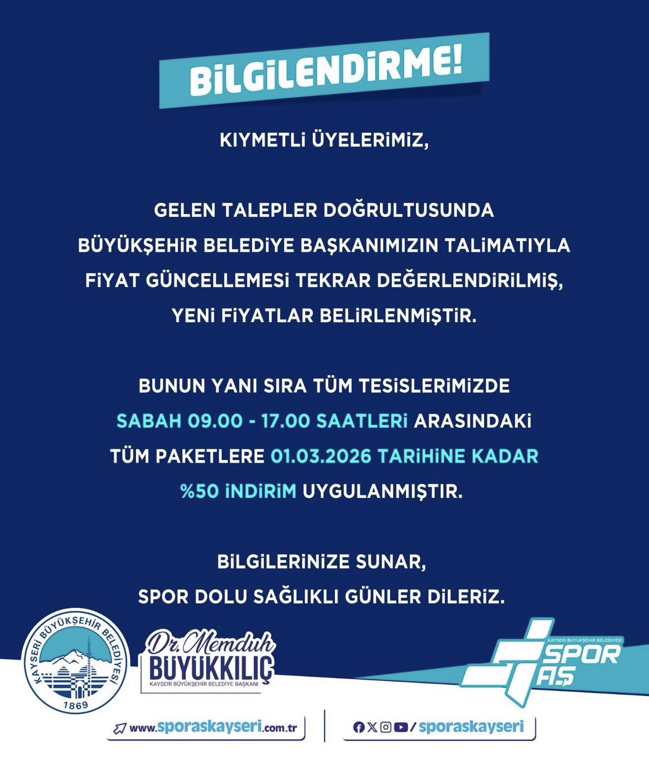 Spor Aş Ücretlerine Tepki Sonuç Verdi! Kayseri’de %50’Yi Aşan Indirim (1)-1