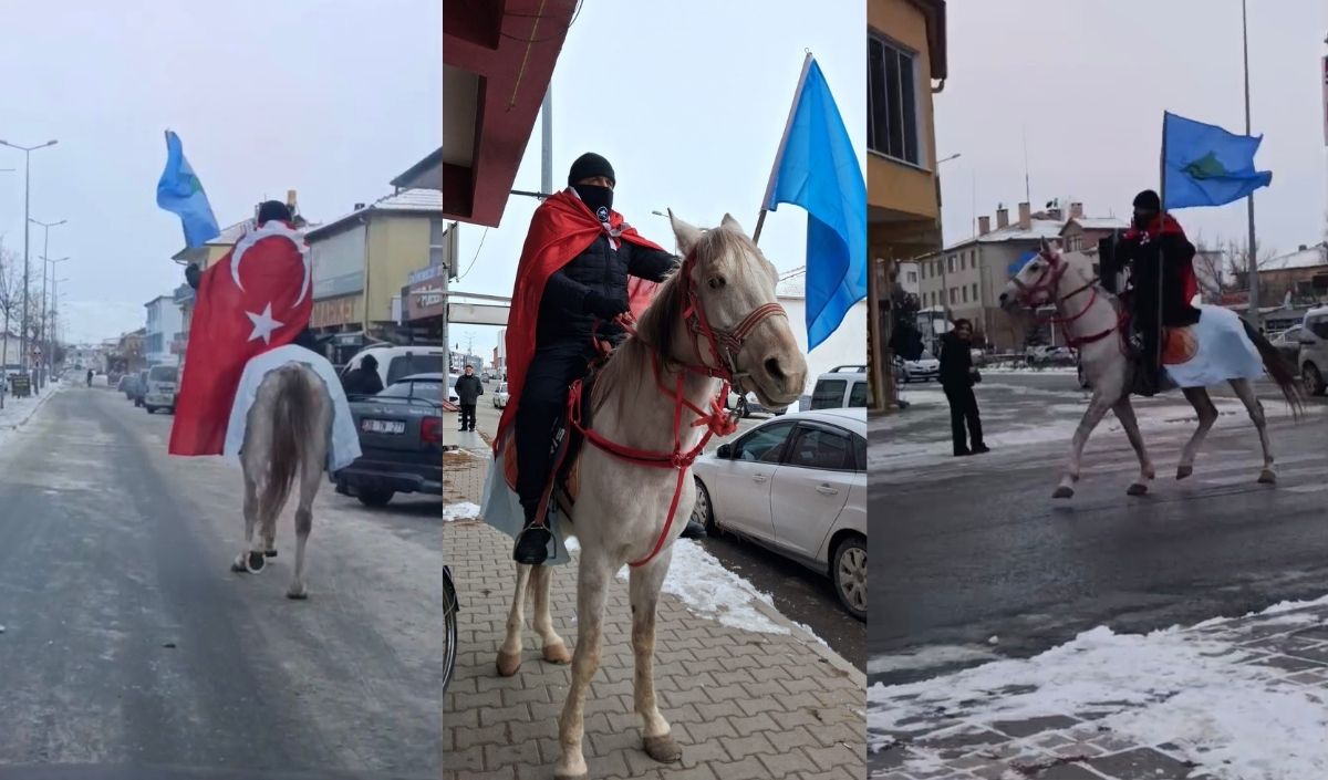 Tomarza’da Bayrak Hassasiyeti! At Üstünde Türk Bayrağıyla Tur Attı (3)
