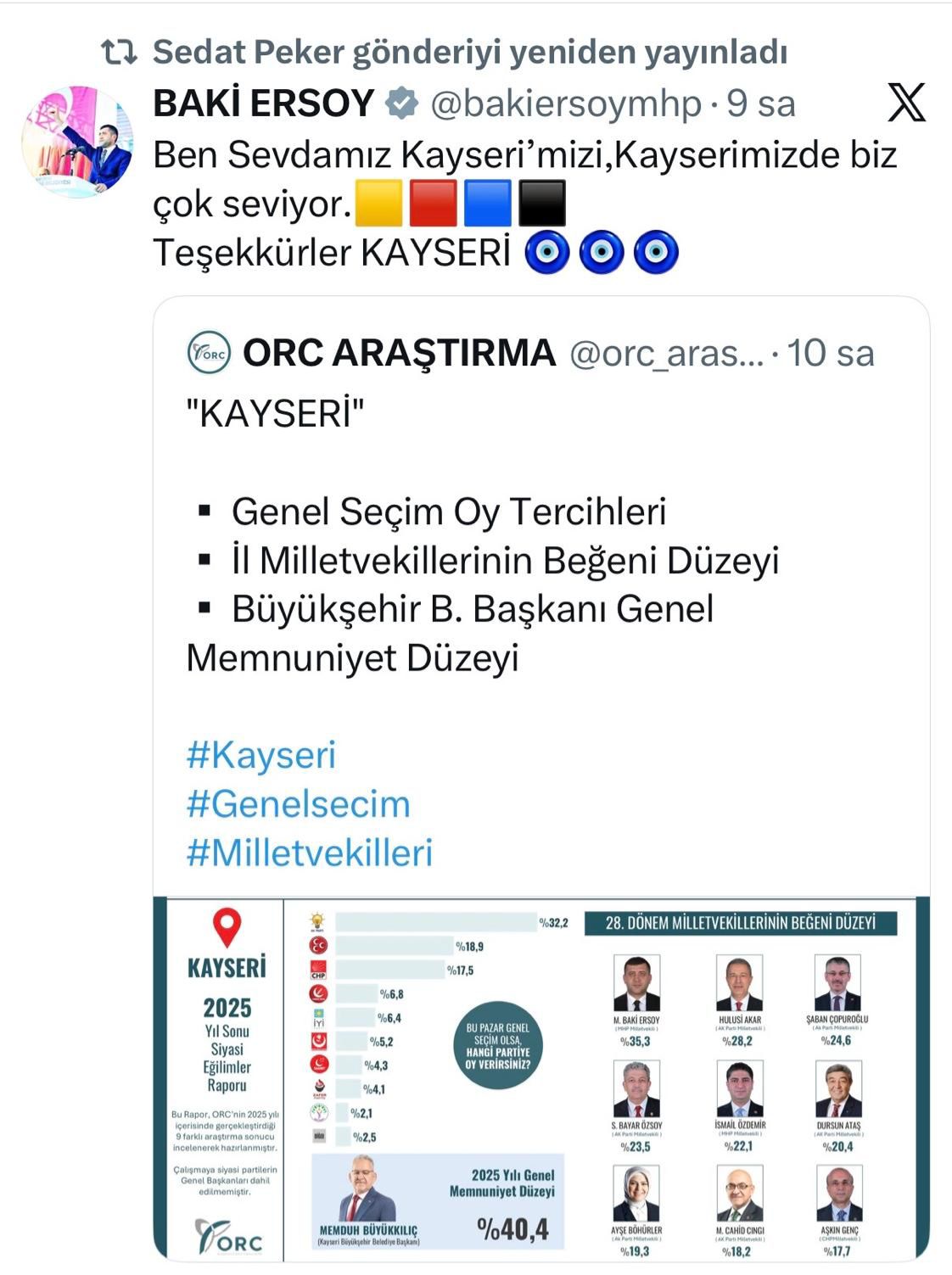 Sedat Peker’den Kayseri paylaşımı! Baki Ersoy zirve