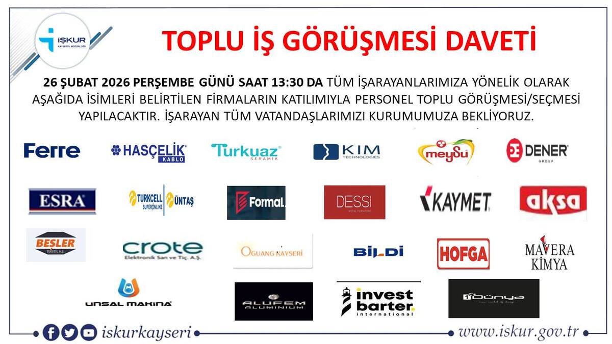toplu iş görüşmesi kayseri