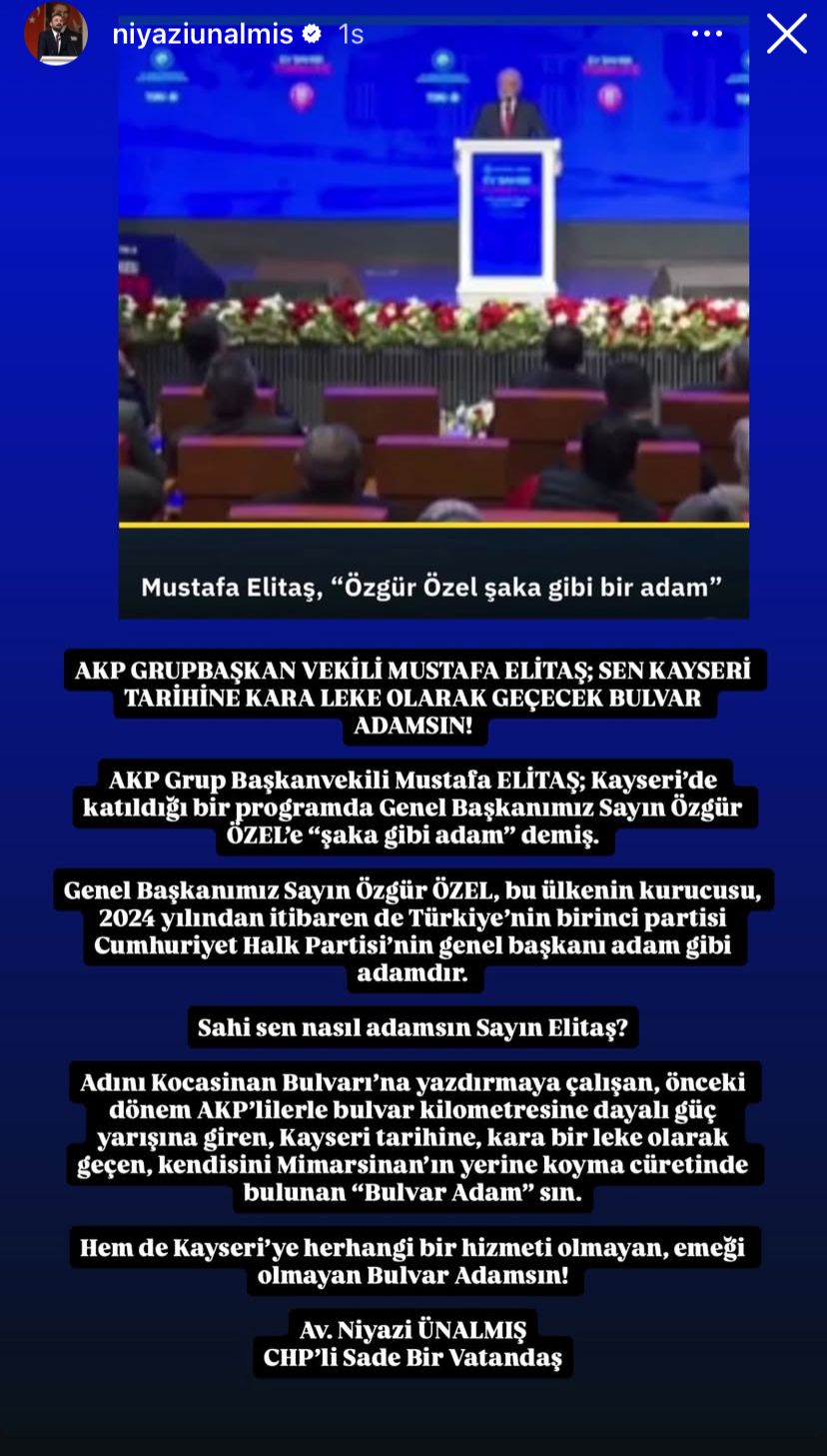 Chp’li Ünalmış, Elitaş’a Yüklendi Kayseri Tarihine Kara Leke (1)-1