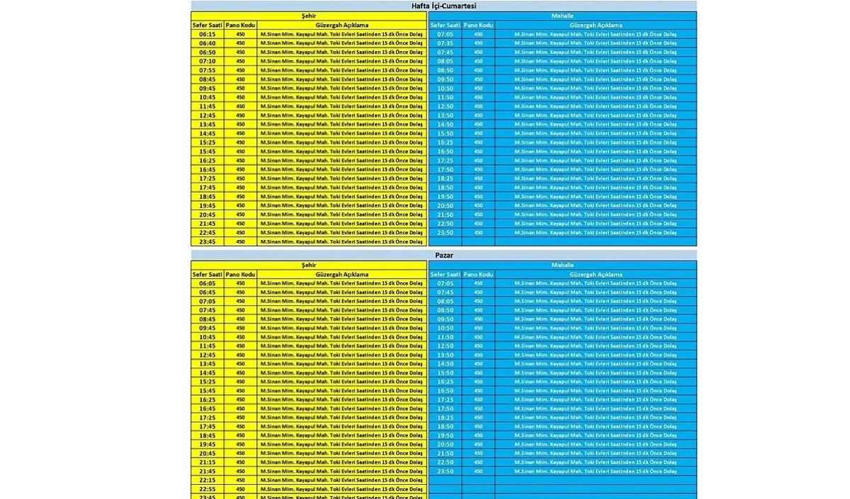 Kayseri'de Otobüs Sefer Saatleri Değişti (1)